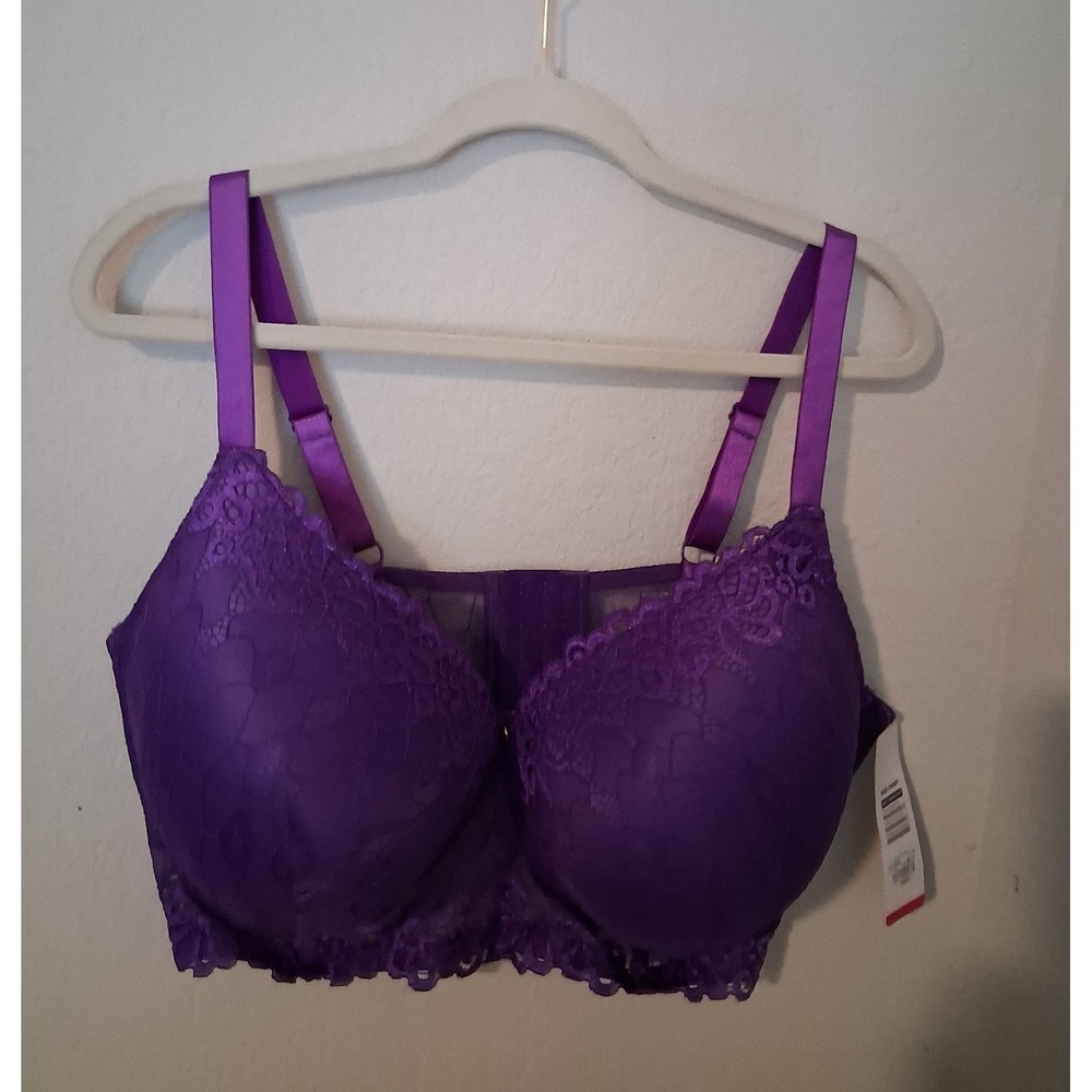 Ashley Stewart Womens Bra 46DDD Purple Lace Fun And Flirty NWT Underwire Plus